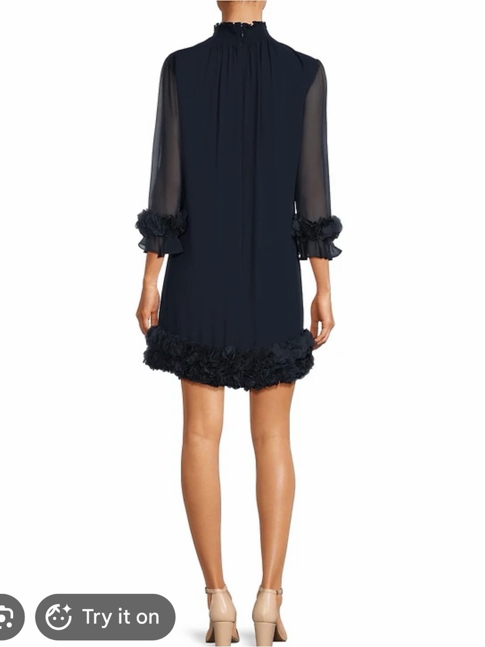 Alex Marie Navy Floral-Trim Ruffle Amelia Dress for Women - Picture 2 of 16
